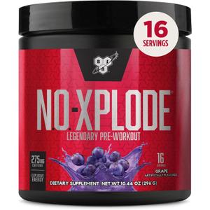BSN N.O.-XPLODE Pre Workout Powder, Energy Supplement for Men and Women with Creatine and Beta-Alanine, Grape, 16 Servings, 0.65 Pound (Packaging May Vary) (EXP 10/22/27)