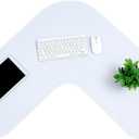 Amylove L Shaped Desk Pad - Waterproof Corner Mouse Pad, Large Rubber Base for Office & Gaming, 36.2 Inches (White)