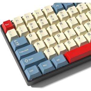 PBT Keycaps Set, Doubleshot 137 Key Caps,Cherry Profile Custom Keycap for 61/64/68/84/87/100/104/108 Mechanical Keyboard, Compatiability for 60 65 75 100 Percent Keyboads (White Blue Red)