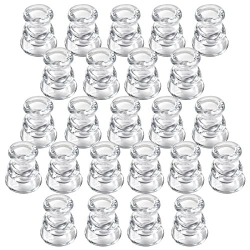 IYOUYA Clear Glass Candlestick Holders 21PCS, 2.1" H Taper Candle Holders Bulk for Pillar Candles, Taper Candles, Glass Candle Holders for Wedding, Party&Festival