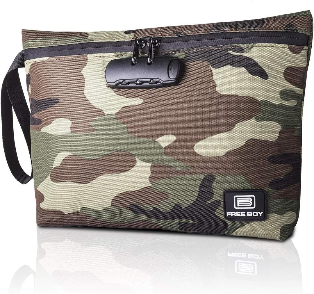 Free Boy Smell Proof Bags 11.8"x8.6"Durable Odor Proof Stash Bag with Combination Lock,Smell Odor Case Container