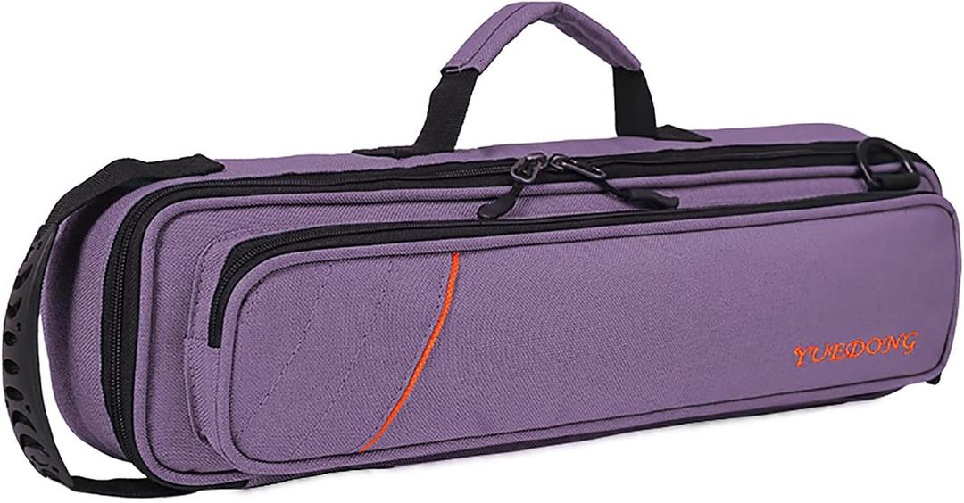 Vilihkc 17 Hole Flute Case Oxford Cloth Carrying Case Bag Flute Accessories, Waterproof Wear Resistant Flute Carrying Bag with Adjustable Shoulder Strap (17 "X4 "X2.4") Purple