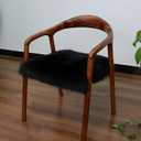 Genuine Sheepskin Chair Cushion Non-Slip Comfortable Natural Sheepskin Pad Carpet Suitable for Home Sofa Restaurant Car Seat Office Dining Fur Chair Cover (Black, 18x18 Inch)