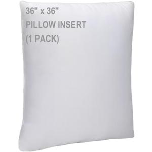 WINGLAMThrow Pillow Inserts,Decorative Stuffer PillowsSham StufferWhite1 Pack36x36 Inches, HypoallergenicPolyester,Ultra SoftLightweight Down Alternative,Square(1)