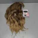 Ombre Wigs with Bangs for Women Synthetic 16inch Medium Length Ombre Blonde Wigs with Natural Long Wave Fringe Bang wig Heat Resistant Hair for Daily Party Use