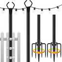 Mutovlin 2 Pack String Light Poles,10 Ft Light Poles for Outside String Lights,Outdoor Lights Pole with Fork,Metal Poles Stand for Patio Deck Backyard