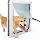 PAWISE 2 Way Dog Door, Lockable Dog Flap with Flexible Transparent Flap, Weatherproof & Easy Install Pet Door with Solid Metal Panel, Energy-Efficient Design Doggy Door for Large Dogs(15.3"x12.2")