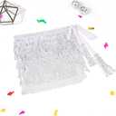 REETAN Fringe Sequin Skirt Belly Dance Sparkly Tassel Skirts for Women Silver