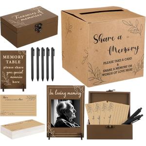Gilprop Share a Memory Cards Set for Celebration of Life Decoration Memorial Cards for Funeral Share a Memory Keepsake Decor for Funeral Graduation Anniversary Birthday (Rustic)