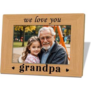Grandpa Gift, Father's Day Gift for Grandpa, Grandfather Birthday Christmas Thanksgiving Gifts, Photo Gifts Wooden Picture Frame, We Love You Grandfather Photo Frame Decor, To Assemble 4*6 Inches Photo
