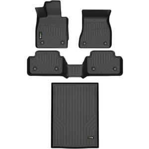 Floor Mats & Cargo Liner Set Fit for 2024 2025 2026 BMW 5 Series G60 (530i/530i xd/540i/540i xd) All Weather Protection TPE Anti-Slip Automotive BMW 5 Floor Liners Custom Accessories - Black