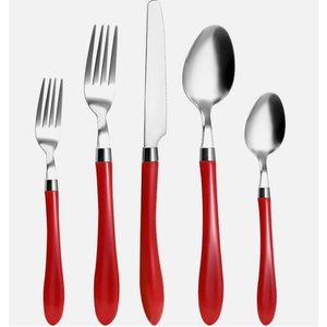 HOFTEN 20 Piece Stainless Steel Color Handle Flatware Red Silverware Set