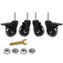 3" Caster Wheels,Heavy Dudy Swivel Casters Set of 4 (2 Brake,2 Swivel), 3/8"-16x1.5" Threaded Stem Casters,No Noise Rubber Wheel Industrial Castor Replacement with Flange Nuts