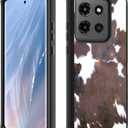 for Moto Edge 5G 2025 Case, Heavy Duty 3 in 1 Hybrid Military Grade Shockproof Drop Full-Body Protective Cover for Motorola Moto Edge 5G 2025, Brown Cow Print