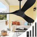 60 Inch Black Outdoor Ceiling Fan No Light, Wood Indoor Outdoor Ceiling Fans for Patios Gazebo Porch Living Room, Big Wet Rated High CFM Reversible Ceiling Fan for Sloped Angled Ceiling