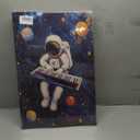 3Pcs Nursery Space Astronaut Canvas Wall Art Cute Astronaut Musician Decor Pictures Music Funny Piano Guitar Violin Posters Prints for Boys Room Girls Room Kids Room Decoration, 24L" x 16W"