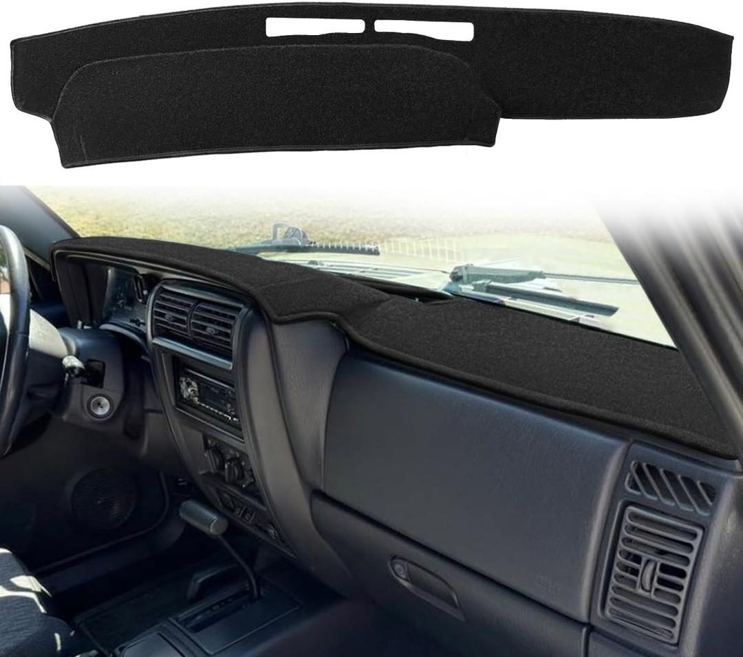 Dash Cover Mat Custom Fit for Jeep Cherokee XJ Dashboard Pad Cap Carpet Protector (Black) K308