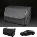 TOPABYTE Car Trunk Organizer with Lid and Sturdy Handle Foldable Durable Premium Leather Storage Box Cargo for BMW SUV Sedan Truck, Black