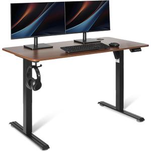 Amazon Basics Electric Standing Desk, Height Adjustable Home Office Desk with Memory Buttons and Electronic Display, 47" x 24", Black/Walnut Effect, 47" x 24" x28"-45.7''
