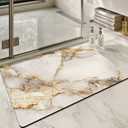 Color&Geometry Ultra Thin Bathroom Rugs Non Slip,Absorbent Quick Dry Bath Mats for Bathroom,Thin Bath Rugs Washable with Rubber Backing Fit Under Door Outside Shower,Gold-Veined White Marble,16"x24"