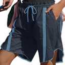 Fisoew Women's Baggy Cargo Shorts Casual Wide Leg Knee Length Drawstring Elastic Waist Workout Running Athletic Yoga Shorts, XL