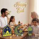 Ramadan Decorations for Home - 3-Pack Wooden Eid Mubarak Table Decor, Islamic Tabletop Centerpiece for Eid Party, Dining Table & Gift
