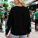 DUTUT St. Patrick's Day Sweatshirt Women Shamrock Shirt Lucky Clover Graphic Shirts Irish Casual Long Sleeve Tops (Black, S)