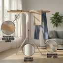 Clothes Drying Rack Foldable, Portable Laundry Drying Rack for Clothes with 16 Wooden Rods & 48 Windproof Slots, Collapsible Tripod Dry Rack for Apartment, RV, Balcony