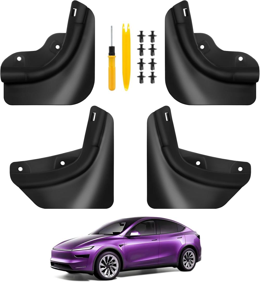 2025 Upgrade Mud Flaps for Tesla Model Y Juniper 2025 [No Drilling/Tape Install] Splash Guards Fenders All Weather Mudflaps for Tesla Model Y Juniper Accessories 2025 Matte Black