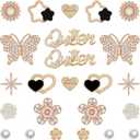 WAQYGZO 24 Pcs Shoe Charms Chain Accessories for Women Butterfly Flower Pearl Clog Shoe Decoration Charms Rhinestone DIY Shoes Charm Bling Cute Decor for Party Birthday