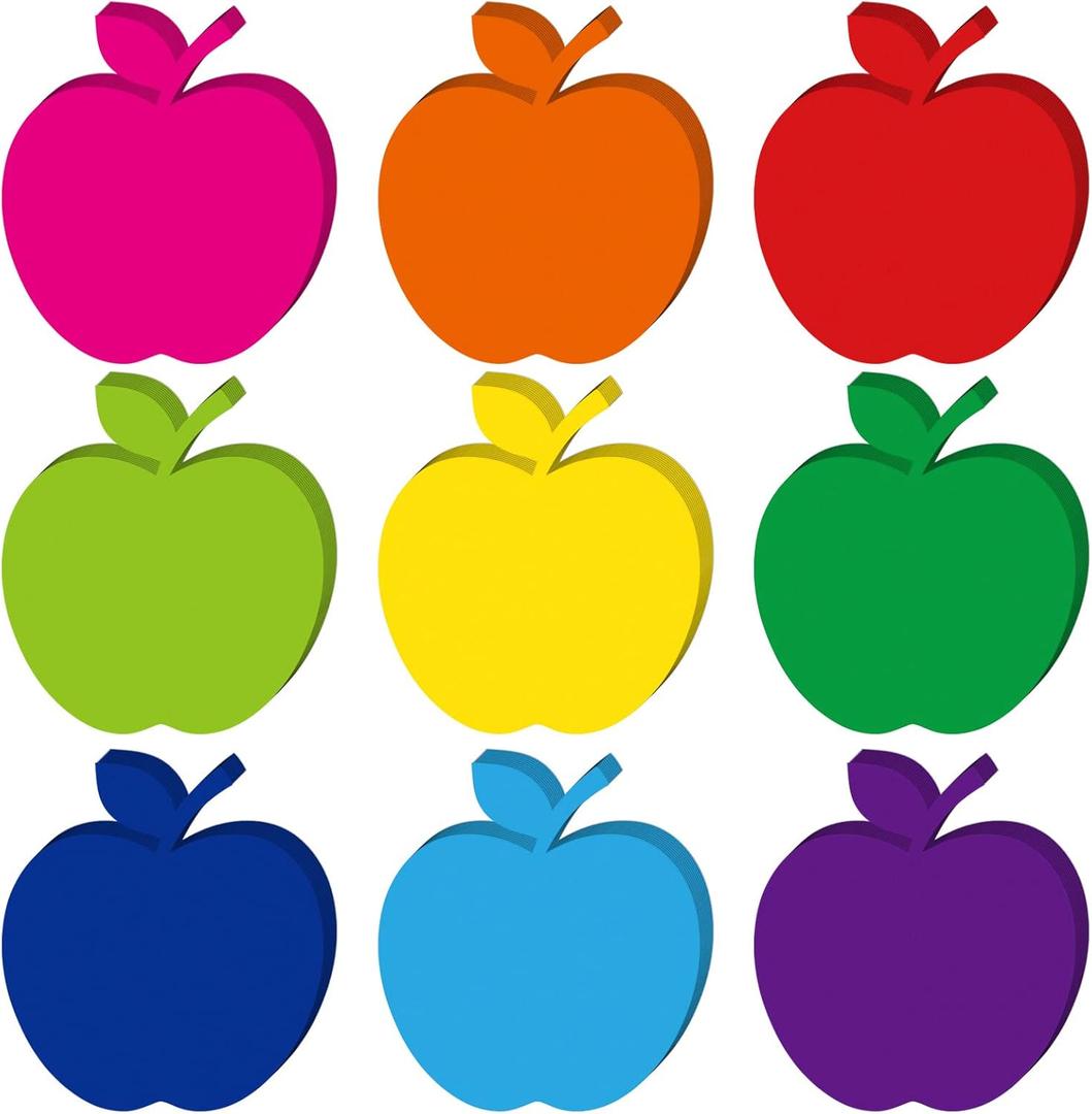 Geyee 108 Pcs Apple Cutouts Paper Apples Classroom Bulletin Board Cut Outs Assorted Cut Outs Apples Die Cuts for Teachers DIY Projects Craft School Party Decor(Colorful,3.5 Inch)