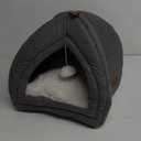 Bedsure Cat Beds for Indoor - 2 in 1 Cat Cave House Tent for Kittens and Small Pets with Removable Washable Cushioned Pillow, Foldable Kitten Hideaway with Non-Slip Bottom, Grey, 16 inches (M(16x16x16))
