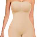 Strapless Shapewear for Women, Full Shape Wear Tummy Control Bodysuit, Seamless Slimming Body Shaper (Large, Nude)