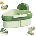 Plman Sink Strainer Basket, 2025 New Upgraded Suction Cup Sink Corner Rack, Triangle Suction Cup Press Sink Drainer Basket, Automatic Dumping Corner Sink Trash Catcher for Kitchen Bathroom (Green)