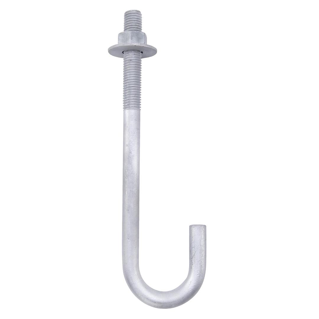 3/4” x 12” J Bolt Anchors (10 Pack) for Concrete with Nuts and Washers, Hot-Dip Galvanized