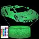 i-CHONY Sport Car Night Light for Kids,Race Car 3D Optical Illusion Lamp,with Remote & Smart Touch 16 Colors Dimmable Bedroom Decor Bedside Lamp,Christmas Birthday Gifts for Kids Boys Girls Teens