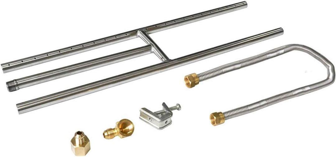 Stanbroil Rectangular Stainless Steel Gas Fireplace H-Burner, 18x6 Inch