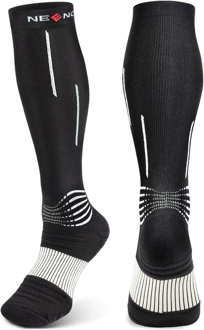 NEENCA Compression Socks, Medical Athletic Calf Socks for Injury Recovery & Pain Relief, Sports Protection1 Pair, 20-30 mmhg (Large, Black White)
