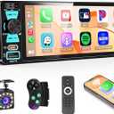 Single DIN Car Radio with Bluetooth Connection, 1 DIN Car Stereo Wireless Apple CarPlay with 6.5" HD in-Cell Touch Screen, FM/AM/RDS, USB + Type-C Ports, Remote Control, SWC, Backup Camera