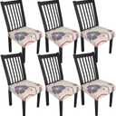 Stretch Dining Chair Seat Covers Set of 6,Dining Chair Slipcovers, Floral Printed Chair Covers,Soft Fabric Washable Upholstered Chair Seat Protector, No Rear Covers for Home Kitchen Dining Room (Light Purple Cornflowers)