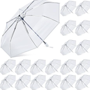 18 Pcs Clear Wedding Umbrellas Bulk Transparent Travel Umbrella Foldable Clear Umbrella Manual Open and Close Compact Folding Umbrella for Wedding Anniversary Christmas Party Favors, White trim