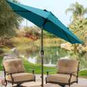 Blissun 7.5 ft Patio Umbrella, Yard Umbrella, Outdoor Market Umbrella with Push Button Tilt Crank (Cerulean)