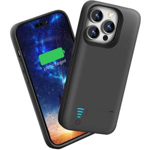 Sitong Battery Case for iPhone 14 Pro, 5000mAh Rechargeable Extended Battery Charging Charger Case, Add 100% Extra Juice (6.1 Inches) Black