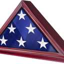 Flag Display Case for American Veteran Burial Flag, 5' x 9.5' Military Flag Shadow Box with HD Tempered Glass and Wall Mounted, Memorial Flag Frame for Folded Funeral Flag Mahogany