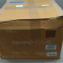 SIMPLIHOME Fredrik Square Pouf - 18 inch Wide Genuine Woven Leather Ottoman in Dark Blue, Boho-Style Footstool or Extra Seating for Living Room or Bedroom with Polystyrene Bead Filling, Assembled