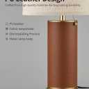 KDG 23.4" Brown PU Leather Table Lamps for Living Room Set of 2, E26 Socket LED Modern Home Decor Fabric Lampshade Desk Lamp Lighitng for Bedroom, Bedside, Farmhouse, Nightstand, Night Light