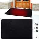 Baquler Heated Snow Melting Mats for Entrances Roof 30 x 47 Inches Heated Outdoor Mats for Winter Black Heated Snow Melt Mats Non Slip Rubber Heating Entrance Mats with Plug Power Cord for Outdoor Use