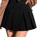 SOLY HUX Women's Pleated Skirt High Waisted A Line Casual Mini Skirts (Medium)