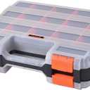 HDX 320028 34-Compartment Double Sided Organizer with Impact Resistant Polymer and Customizable Removable Plastic Dividers,Black/Orange