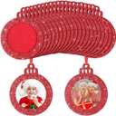 Jetec 20 Pcs Christmas Picture Frame Ornaments Glitter Felt Christmas Photo Frame Xmas Tree Decoration DIY Holiday Hanging Photo Ornaments for Xmas Party Stockings Decorations Winter(Red)